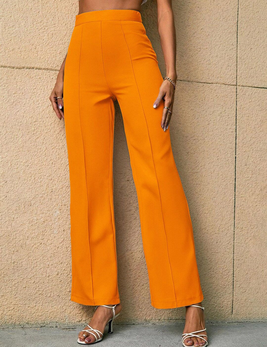 Kotty Women Relaxed Straight Fit High-Rise Easy Wash Trousers