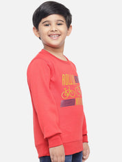 Kotty Boys Red & Yellow Printed Round Neck Sweatshirt