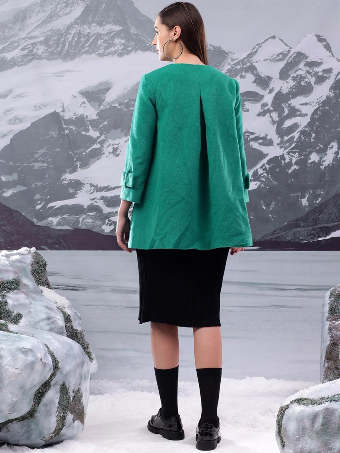 Kotty  Women Double-Breasted Hip Length Overcoat