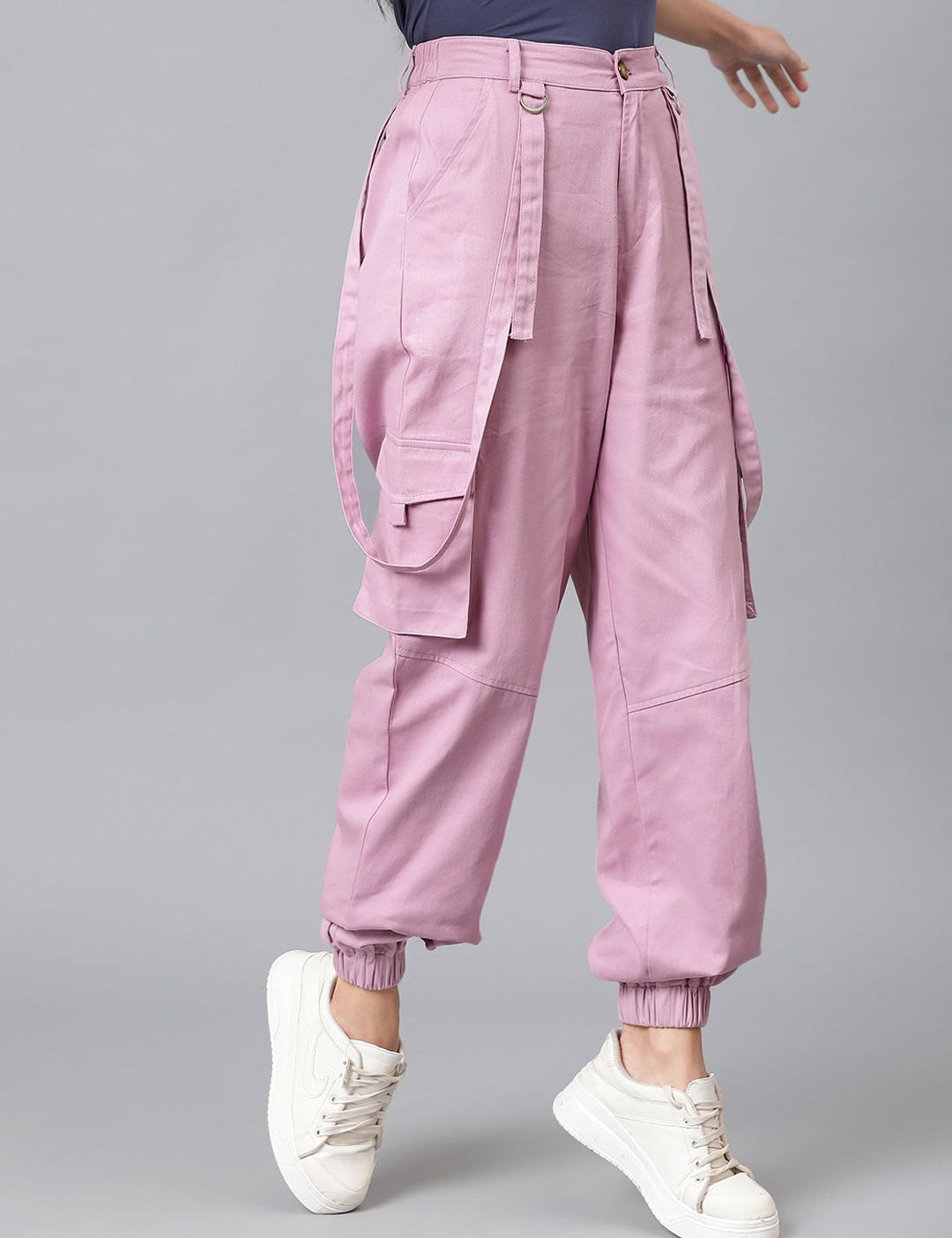 CURVE BY KOTTY Women Relaxed High-Rise Easy Wash Cargos Trouser