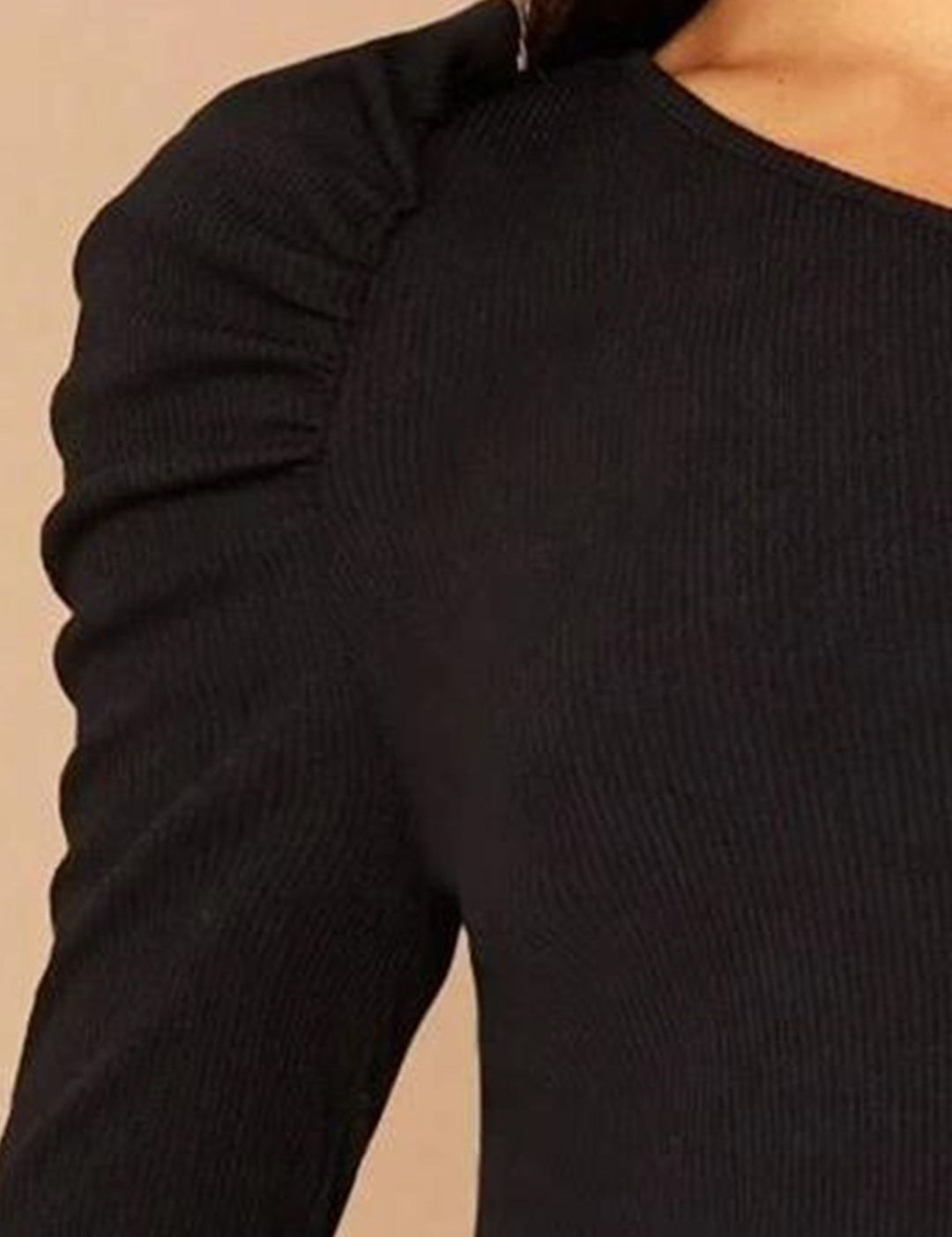 Kotty Black One Shoulder Puff Sleeve Top