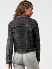 Kotty Women Black Solid Denim Jacket