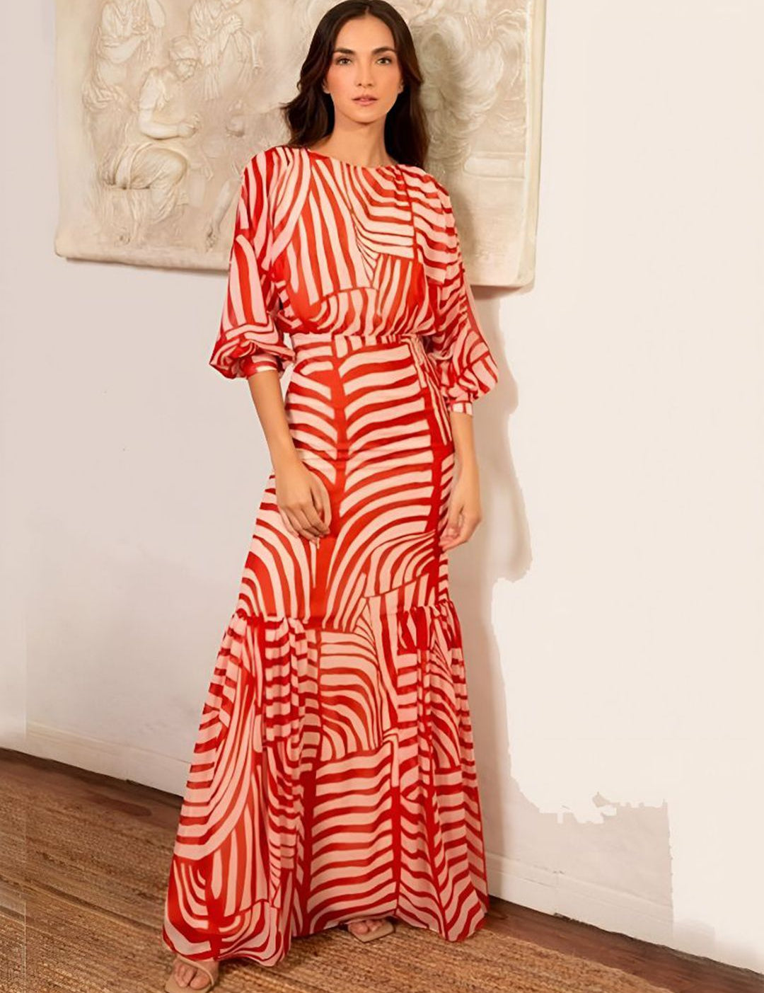 Kotty Print Crepe Fit & Flare Maxi Dress