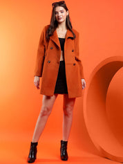 Kotty Notched Lapel Collar Long Sleeves Longline Overcoat