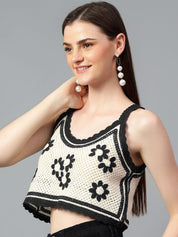 Kotty Women Self Design Scoop Neck Cotton Top