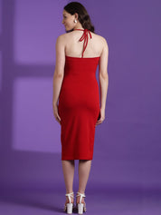 Kotty Women Solid Halter Neck Sheath Dress