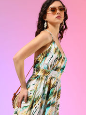 Kotty Women Abstract Printed Sleeveless Maxi Dress