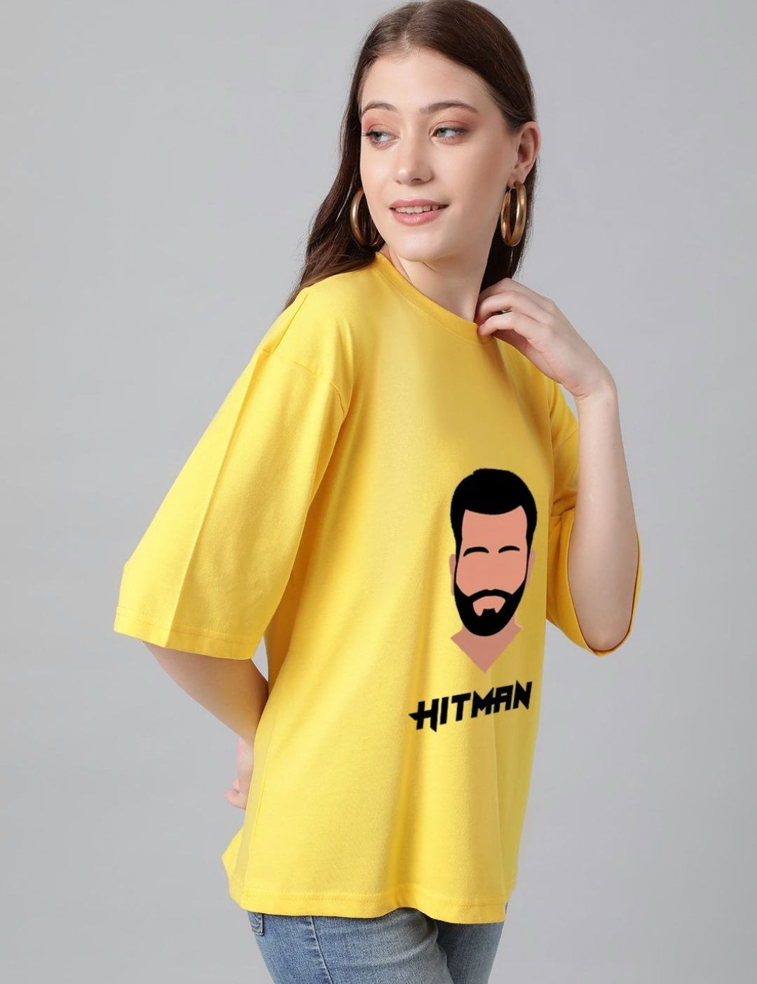 Kotty Women Graphic Printed Round Neck Cotton Oversized T-shirt