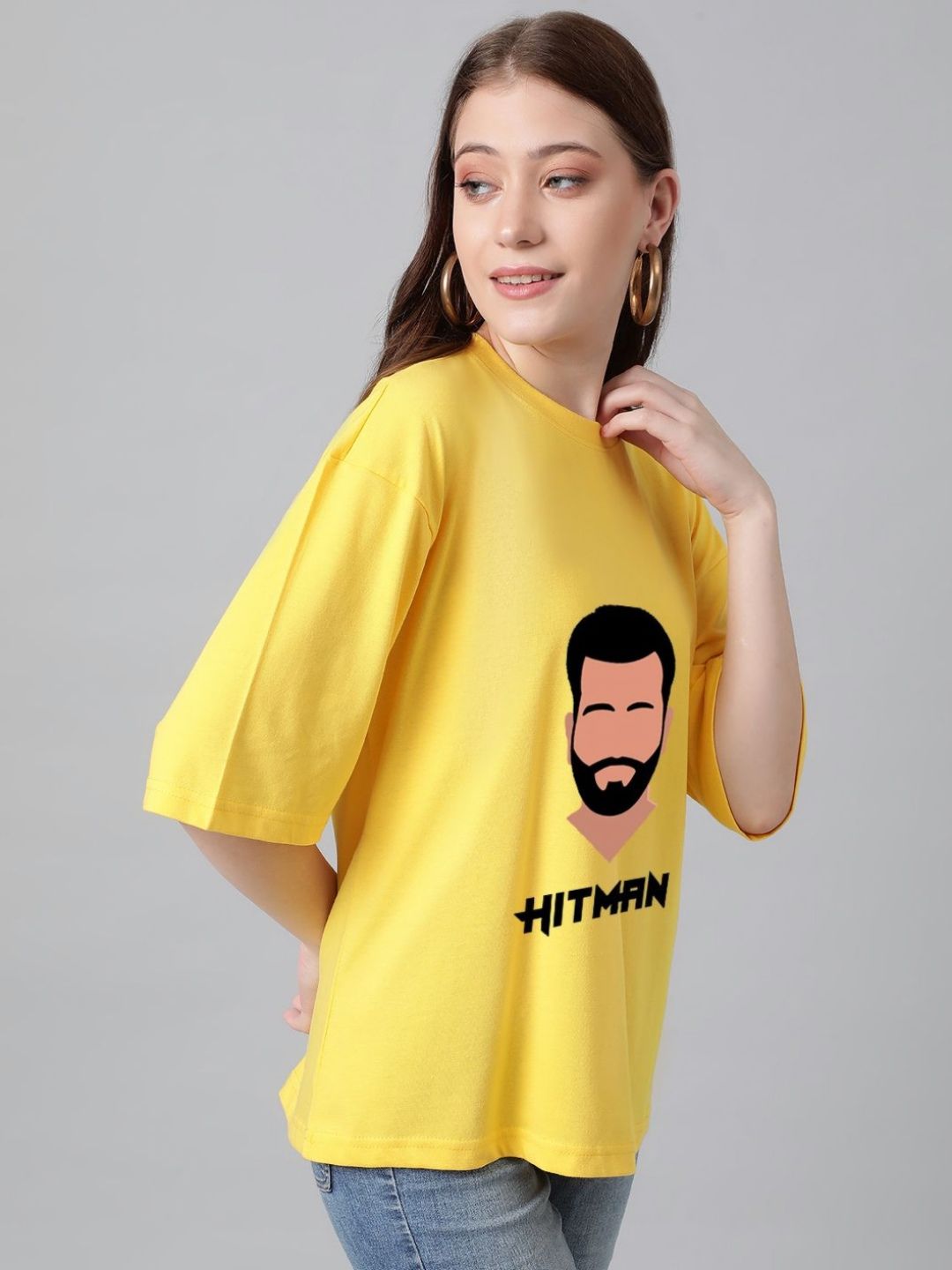 Kotty Women Graphic Printed Round Neck Cotton Oversized T-shirt