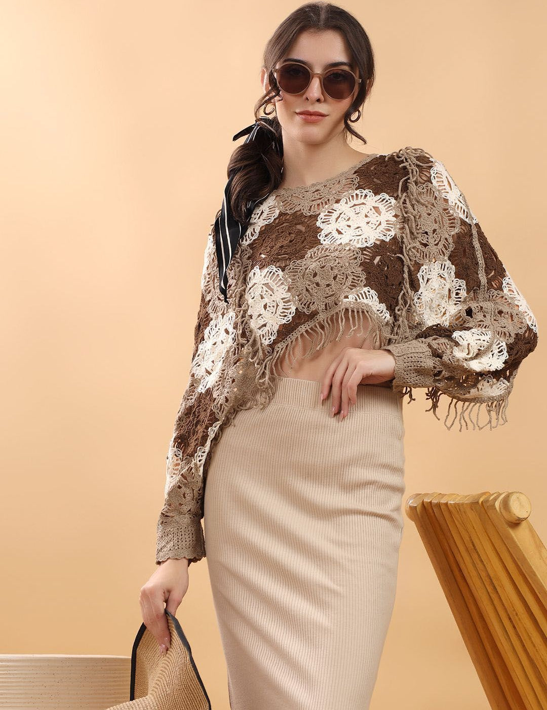 Kotty Self Design Round Neck Cotton Top