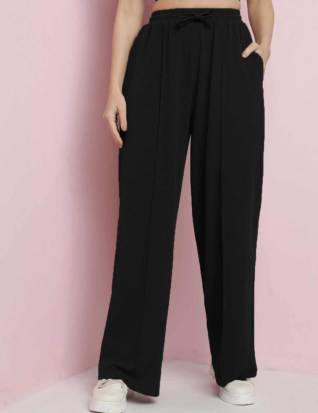 Kotty Women Relaxed Straight Fit High-Rise Parallel Trousers