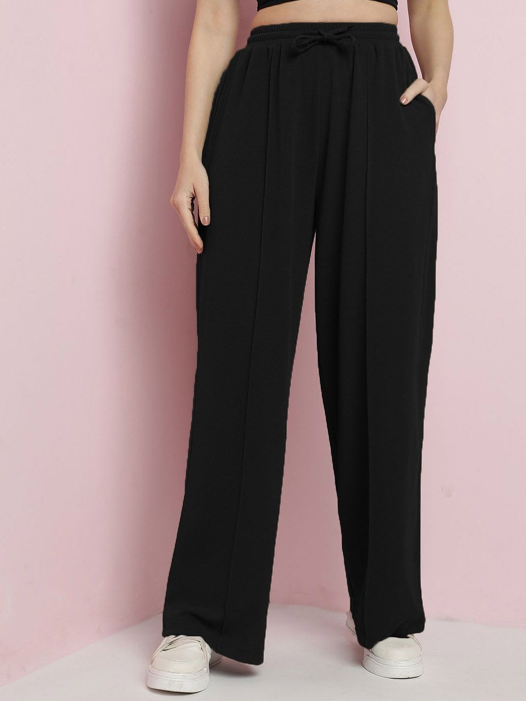 Kotty Women Relaxed Straight Fit High-Rise Parallel Trousers