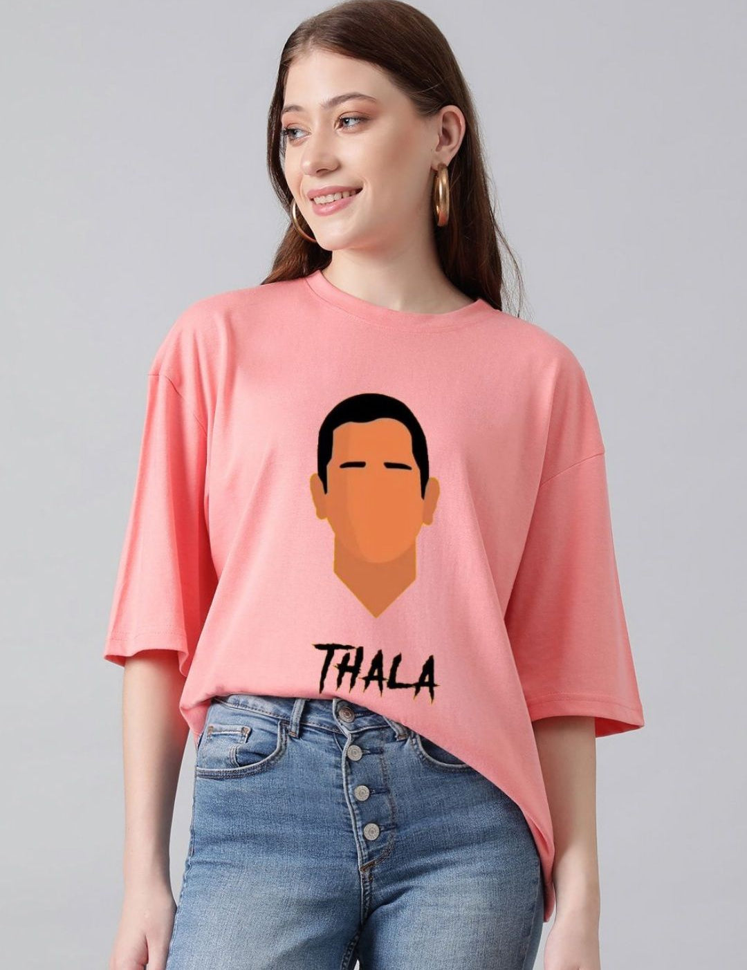 Kotty Women Graphic Printed Round Neck Cotton Oversized T-shirt