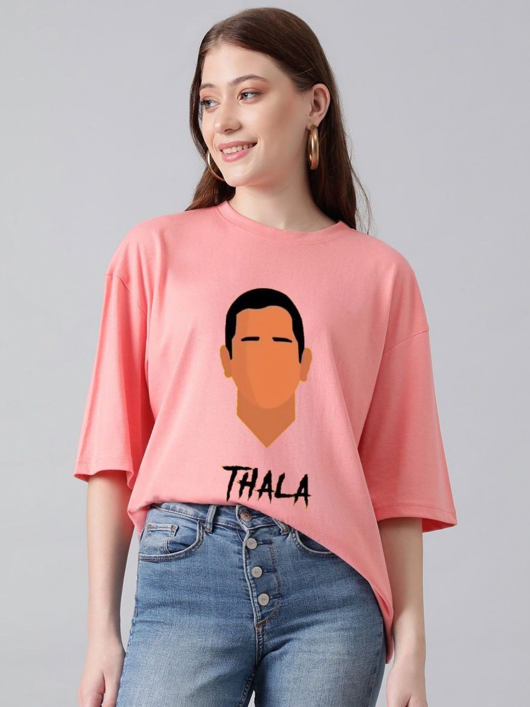 Kotty Women Graphic Printed Round Neck Cotton Oversized T-shirt