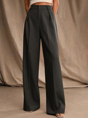 Kotty Women High-Rise Relaxed Straight Leg Pleated Wide Leg Trousers
