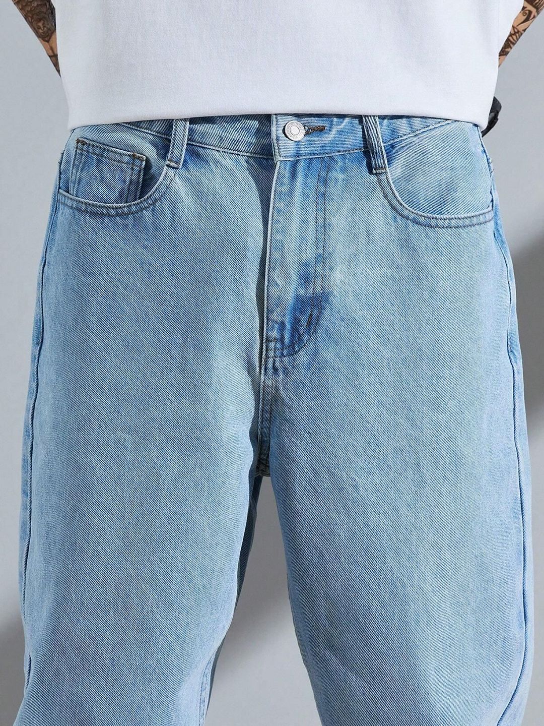 Kotty Men Straight Fit Low-Rise Light Fade Stretchable Jeans