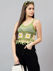 Kotty Women Self Design Scoop Neck Cotton Top