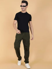 Kotty Men Solid Easy Wash Cargos Trousers