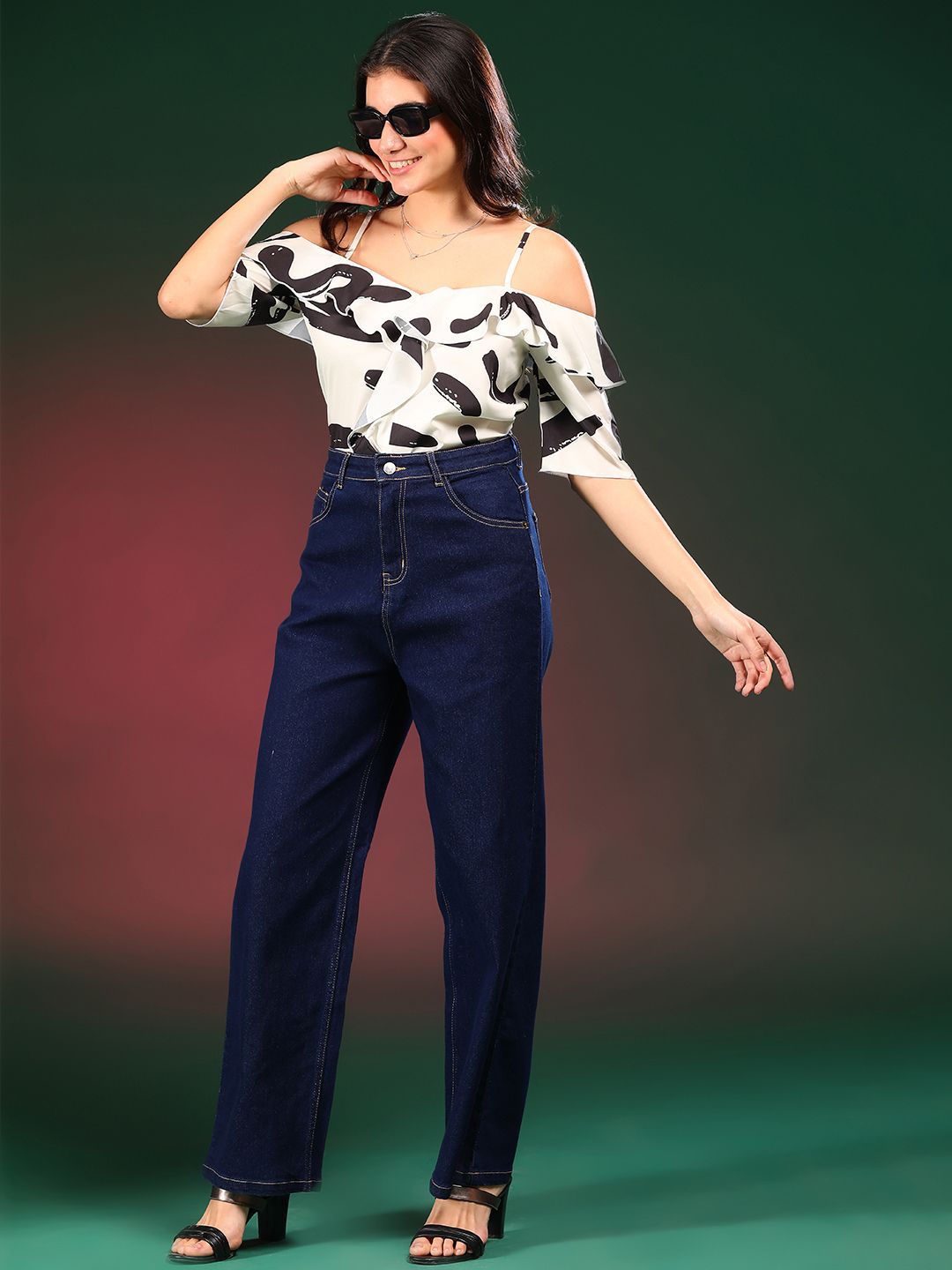 Kotty Women Abstract Printed Shoulder Straps  Top