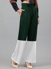 Kotty Women Colourblocked High-Rise Easy Wash Regular Trousers