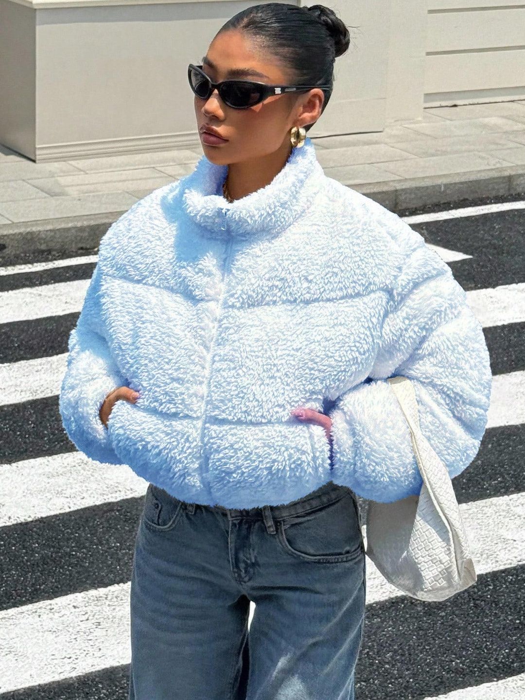 Kotty Women Mock Collar Self Design Open Front Jacket