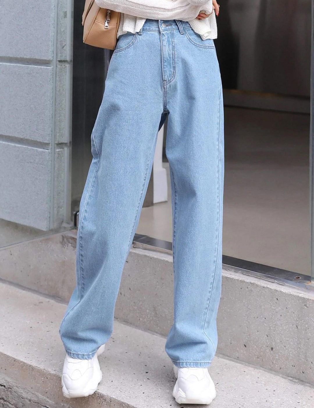 Kotty Women Jean Wide Leg High-Rise Light Fade Stretchable Jeans