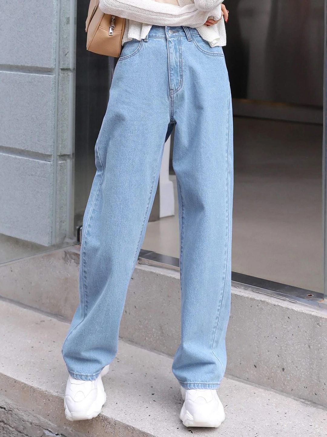 Kotty Women Jean Wide Leg High-Rise Light Fade Stretchable Jeans