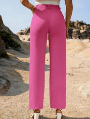 Kotty Women Pink Relaxed Straight Leg Straight Fit High-Rise Trousers