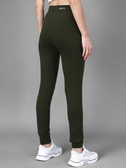 Kotty Women Olive Green & White Printed Joggers