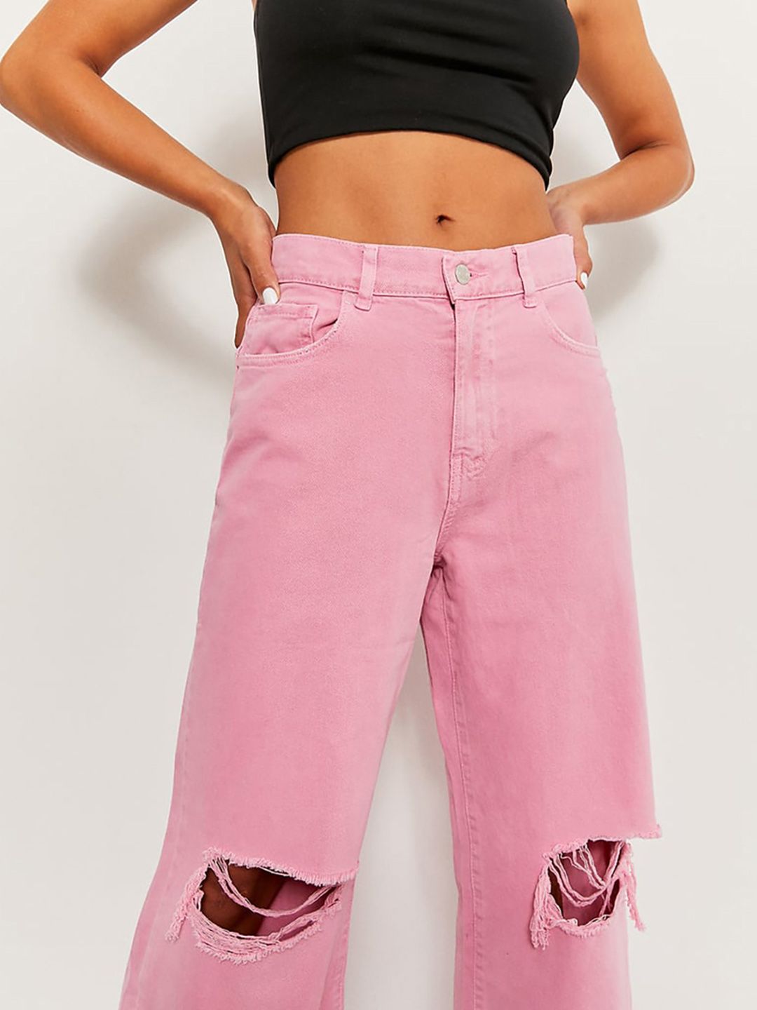 Kotty Women Flared High-Rise Slash Knee Stretchable Jeans