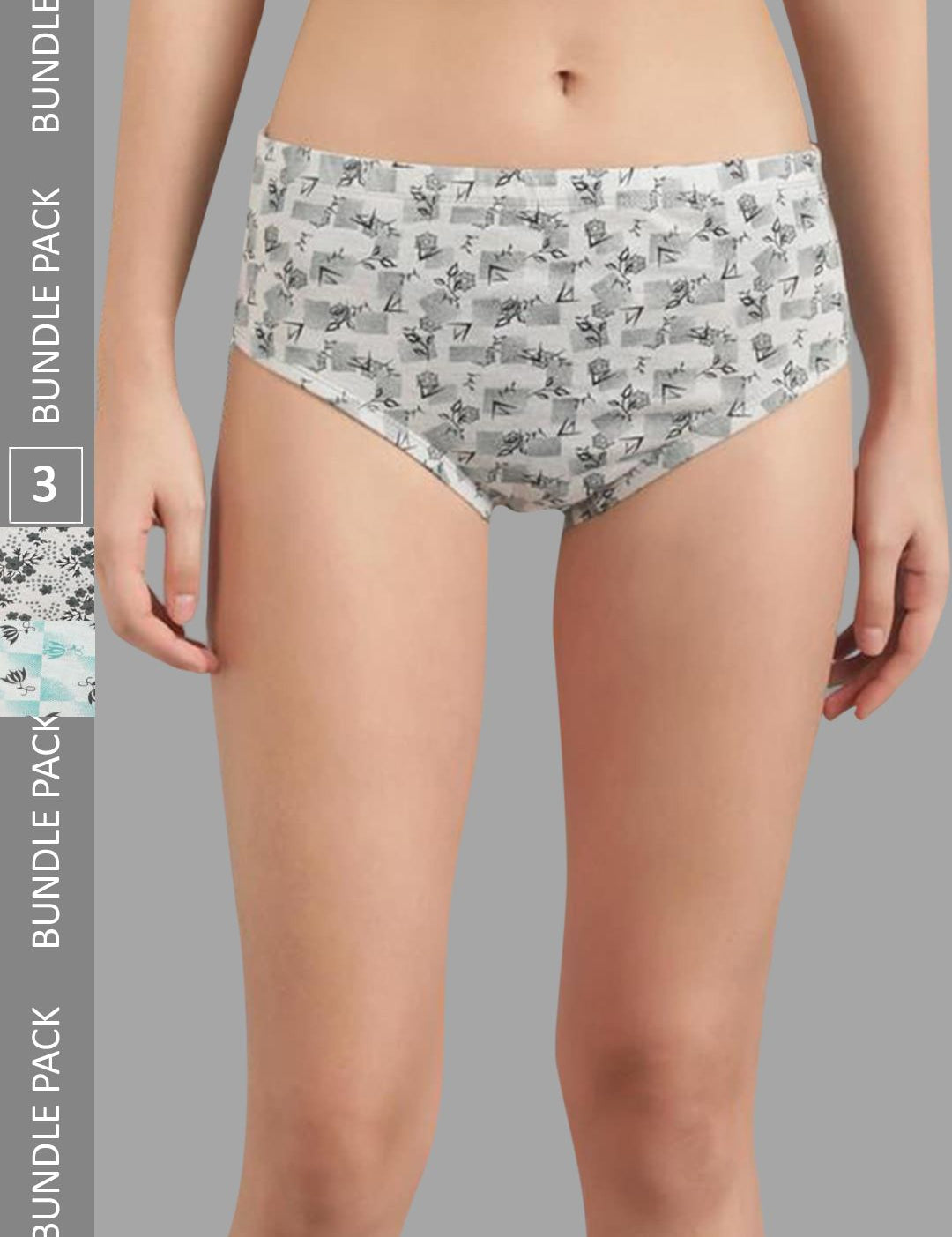 Kotty Women Pack Of 3 Printed Cotton Hipster Briefs