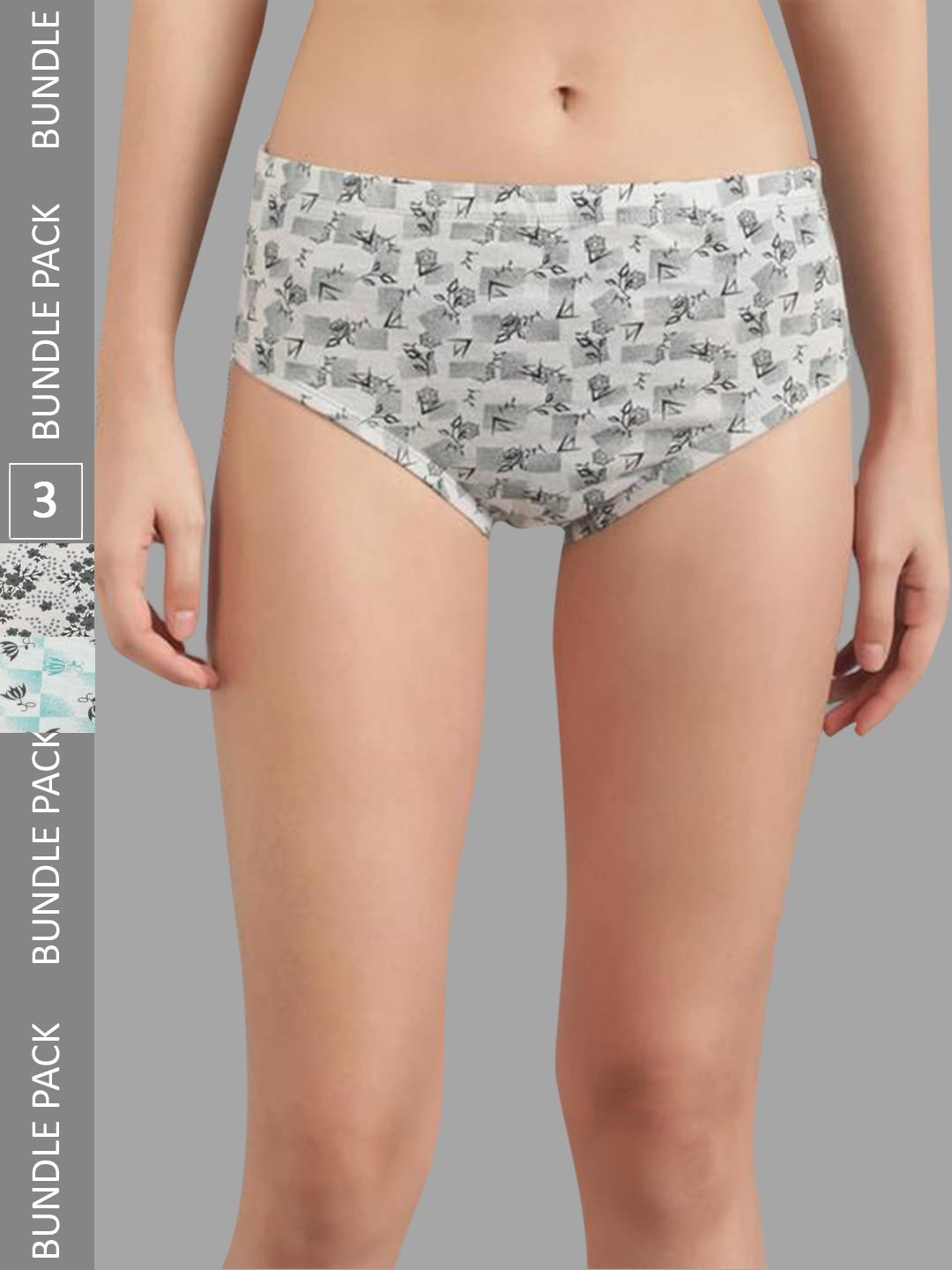 Kotty Women Pack Of 3 Printed Cotton Hipster Briefs