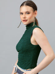 Kotty Green Self Design High Neck Fitted Top