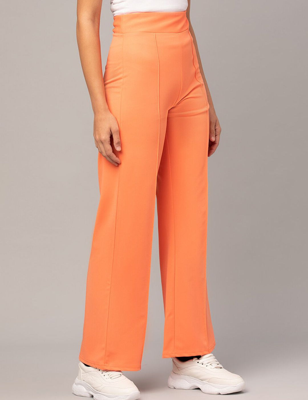 Kotty Women Pack Of 2 Relaxed Straight Leg High-Rise Easy Wash Parallel Trousers