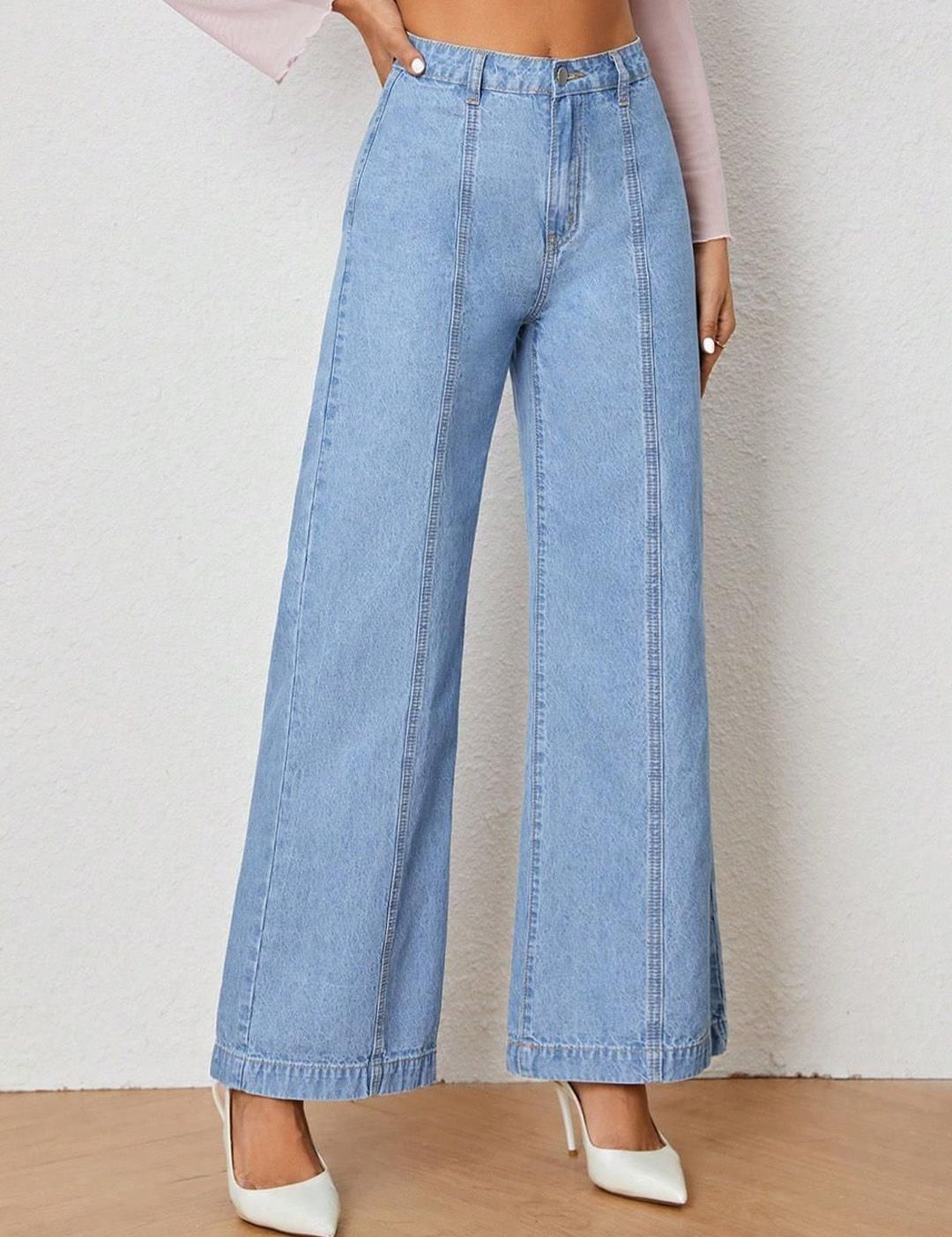 Kotty Women Wide Leg High-Rise Clean Look Stretchable Jeans