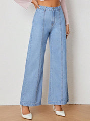 Kotty Women Wide Leg High-Rise Clean Look Stretchable Jeans