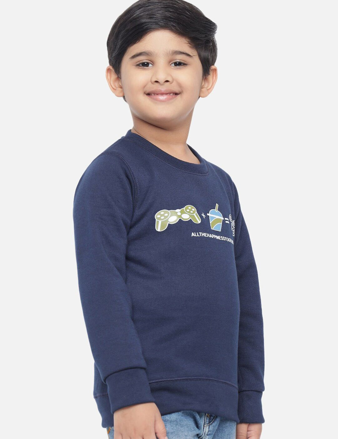 Kotty Boys Navy Blue Printed Sweatshirt