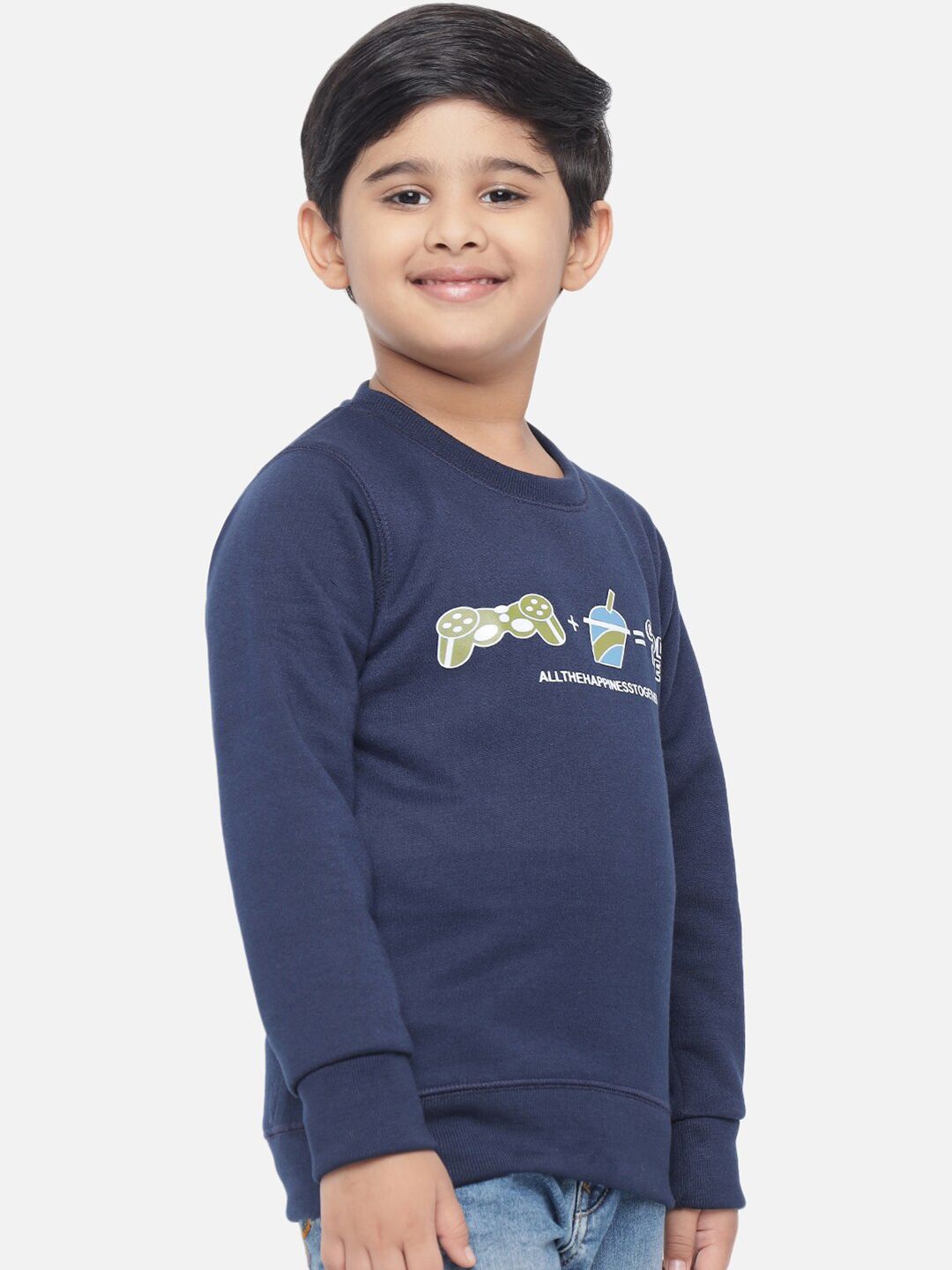 Kotty Boys Navy Blue Printed Sweatshirt