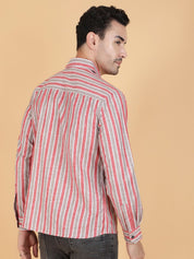 Kotty Men Relaxed Fit Spread Collar Striped Casual Shirt