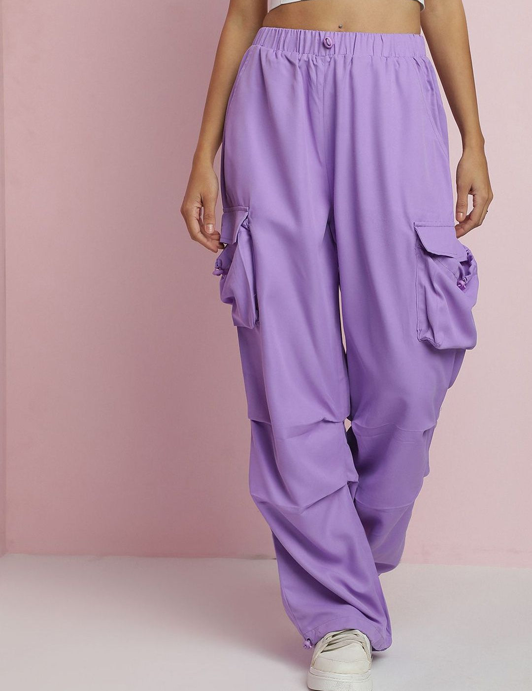 Kotty Women Relaxed Loose Fit High-Rise Cargos