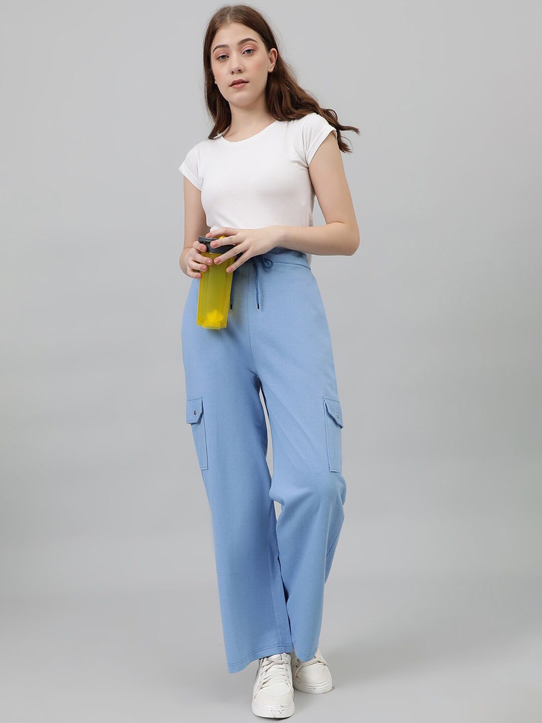 Kotty Women Blue Mid-Rise Straight-Fit Track Pants