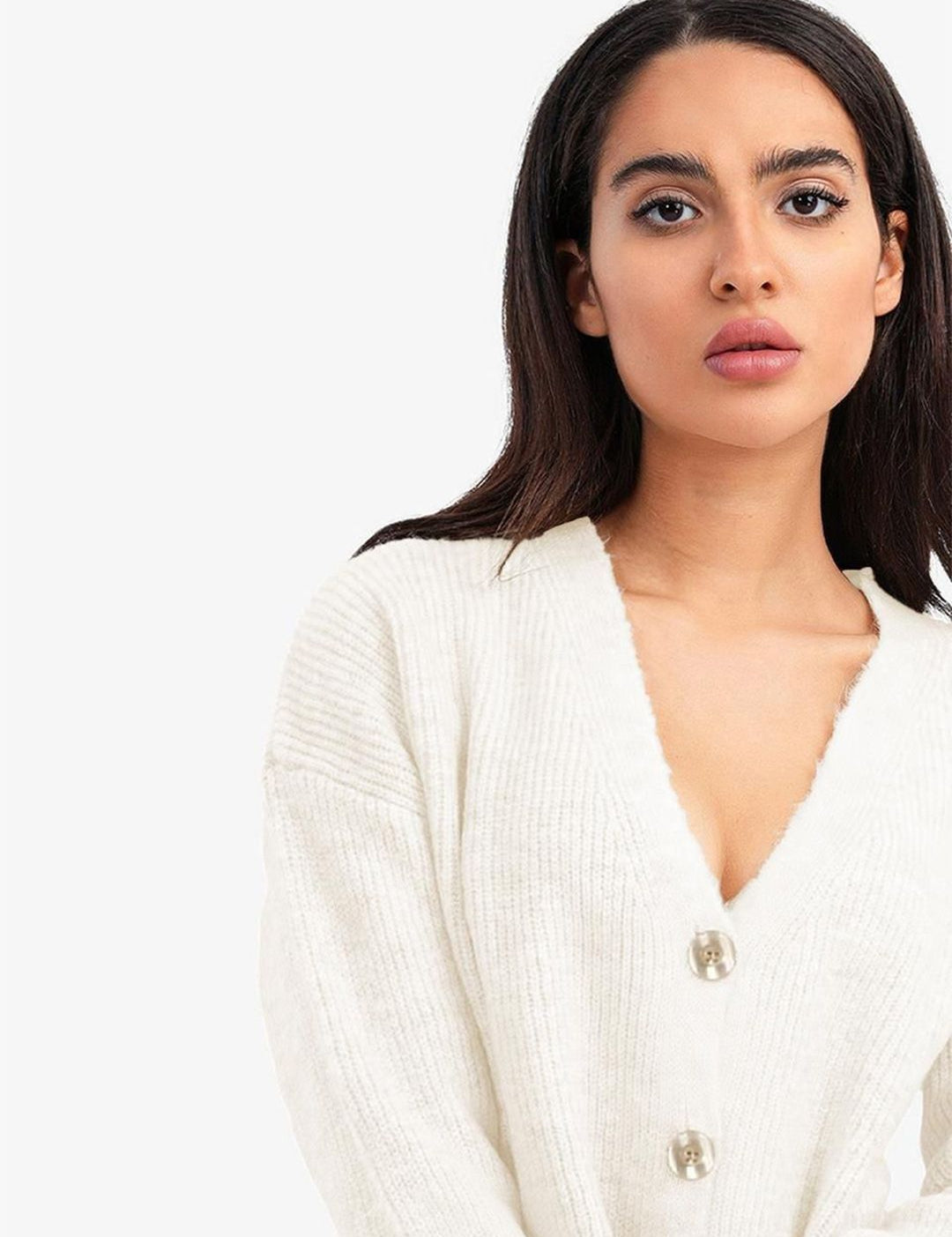 Kotty Women Ribbed V-Neck Cardigan