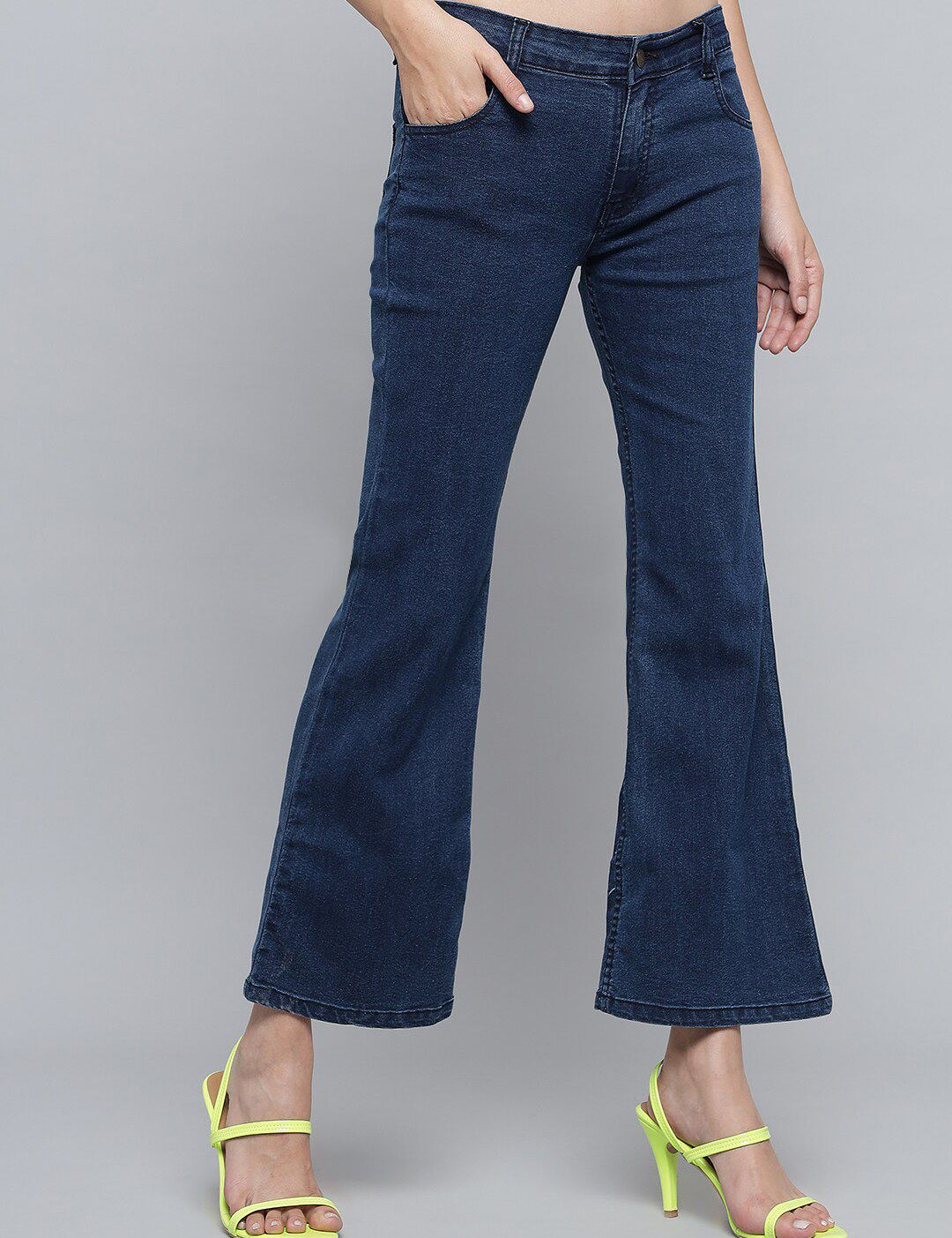 Kotty Women Blue Jean Flared Low-Rise Stretchable Jeans