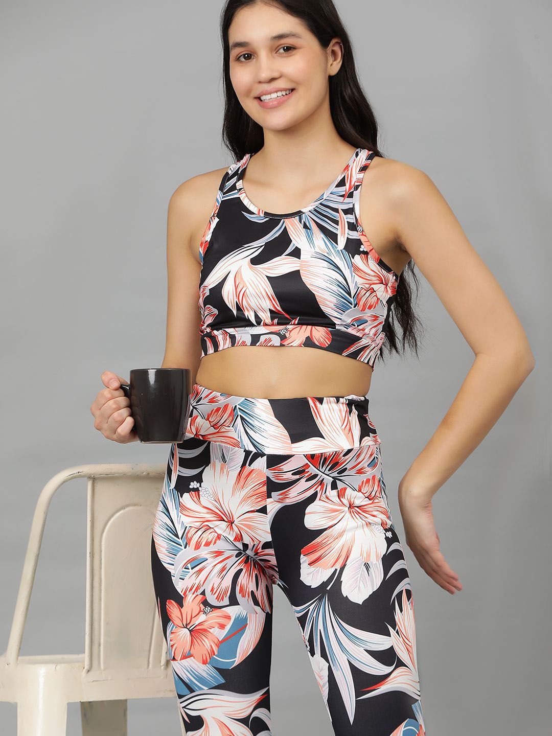 Kotty Round Neck Sleeveless Printed Night suit