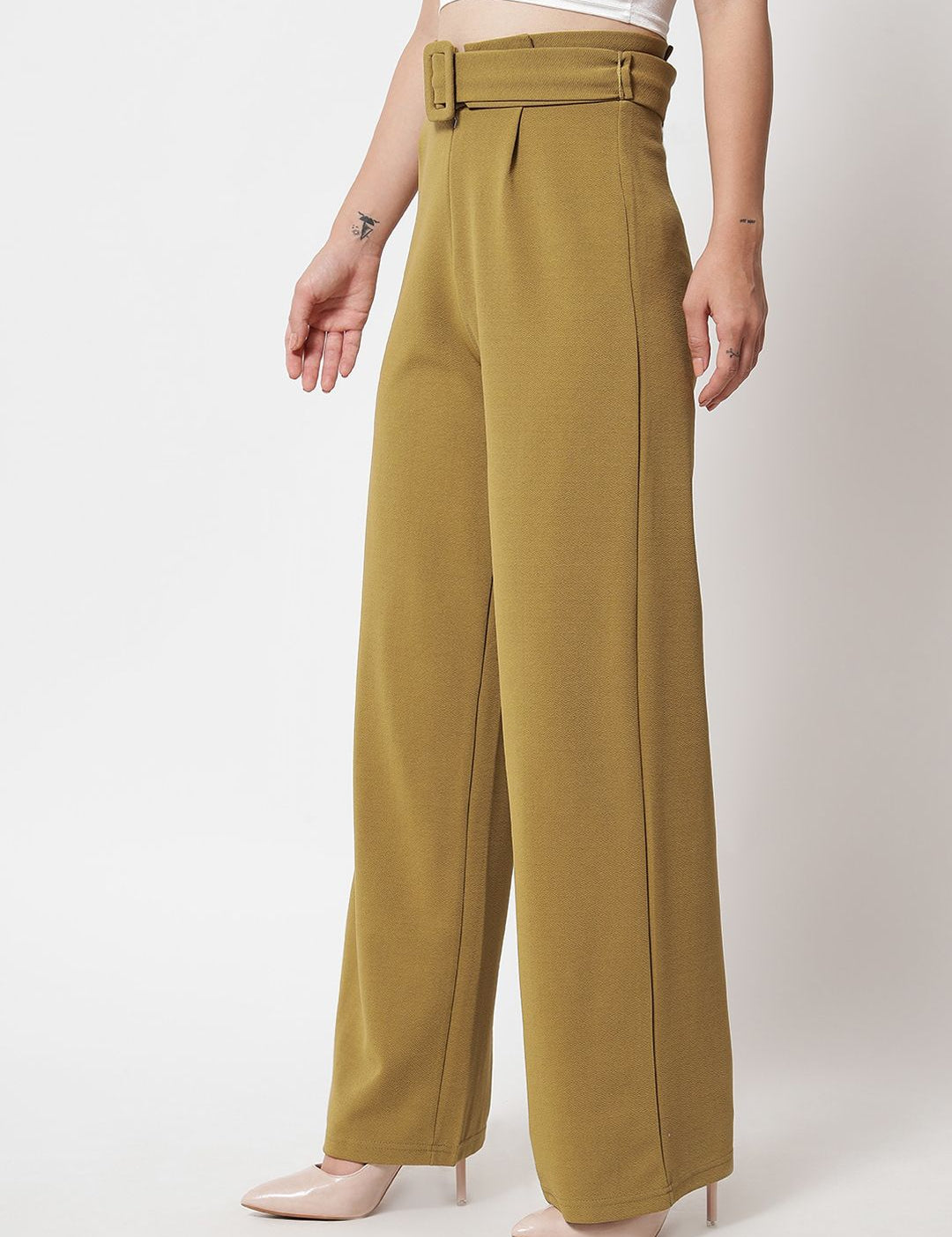 Kotty Women Pack Of 2 Relaxed High-Rise Straight Fit Easy Wash Pleated Trousers