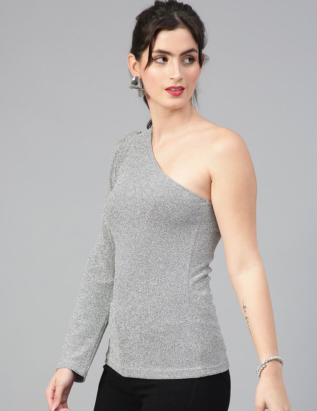 Kotty One Shoulder Puffed Sleeve Party Top