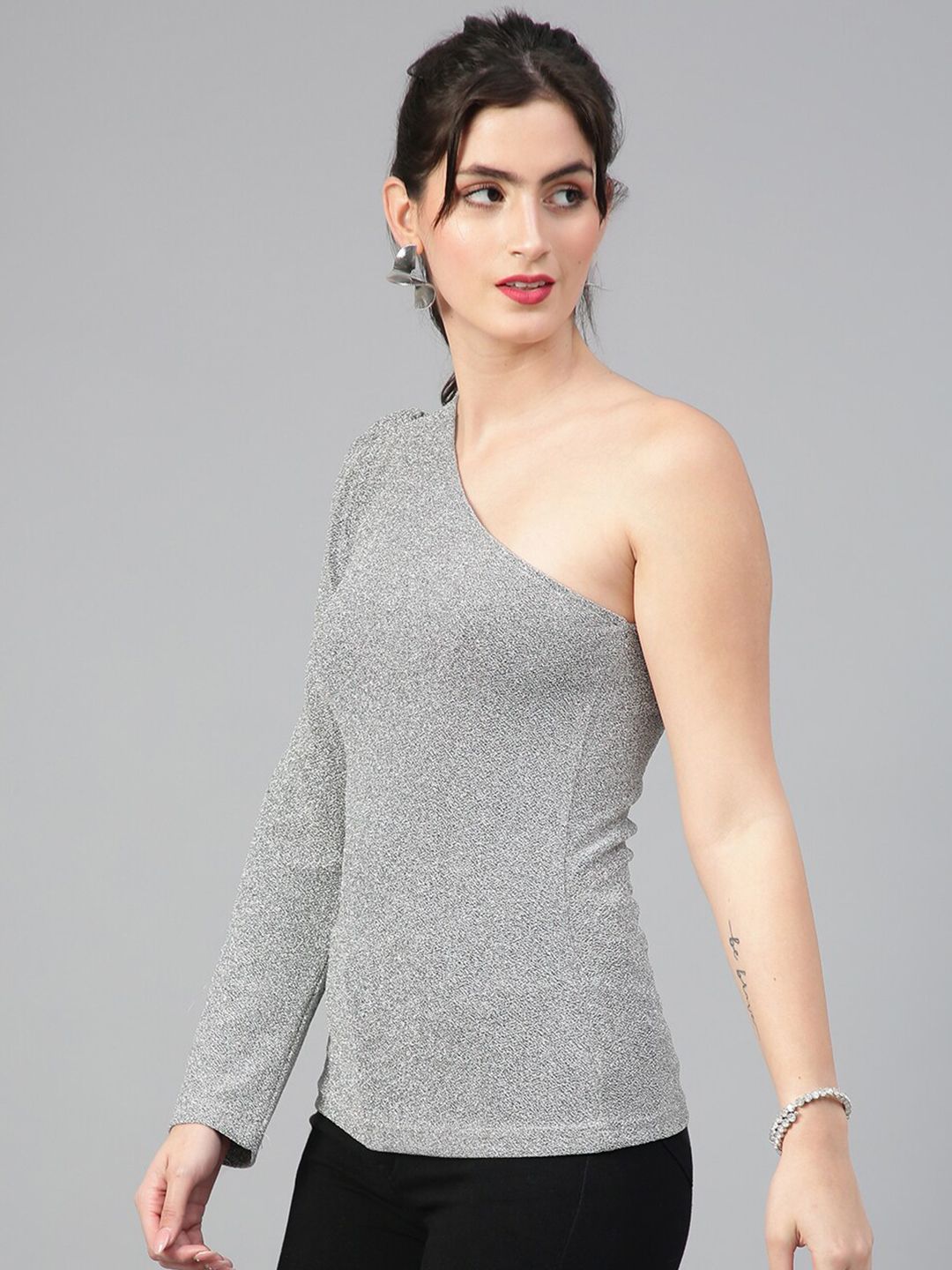 Kotty One Shoulder Puffed Sleeve Party Top