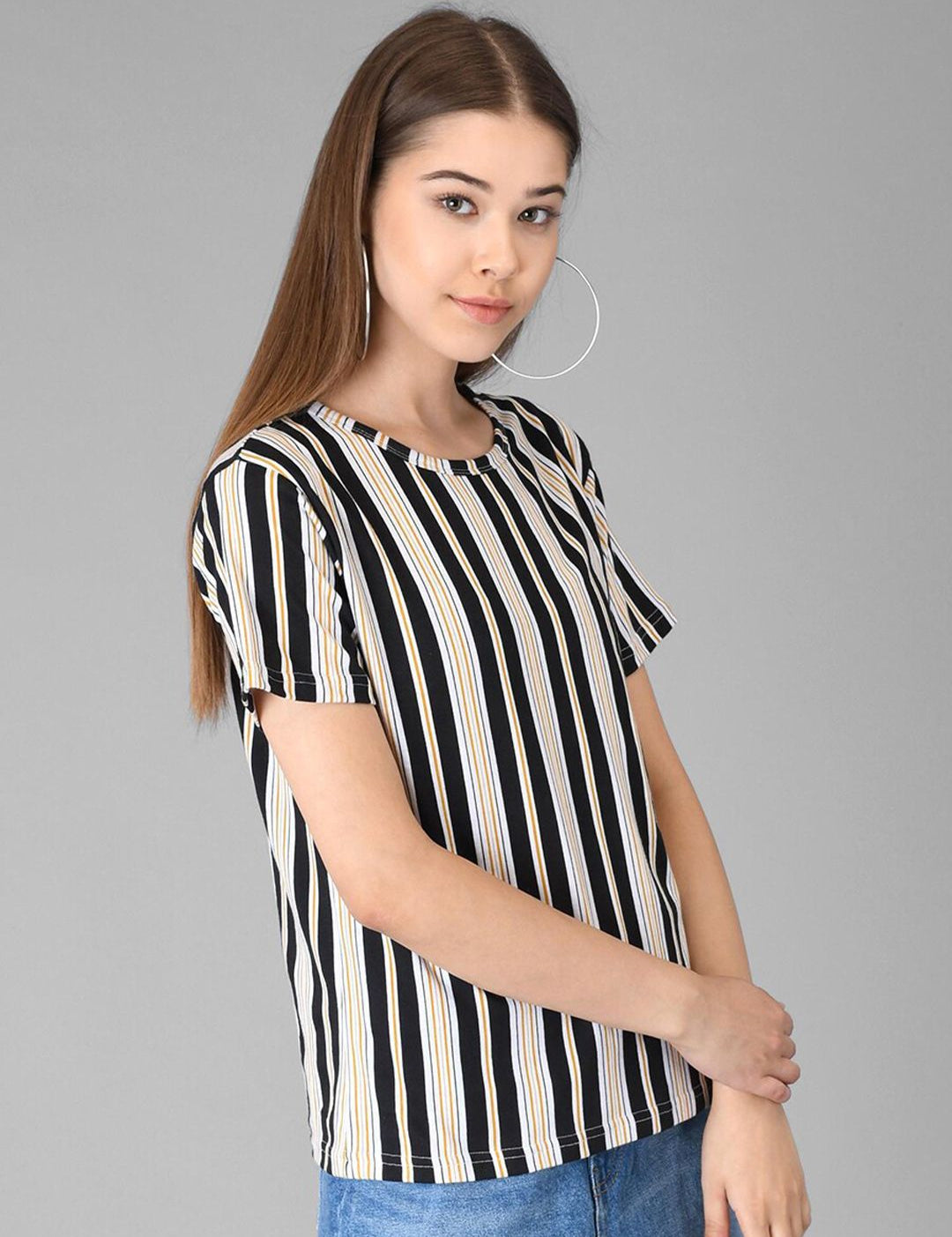 Kotty Striped Round Neck T-shirt