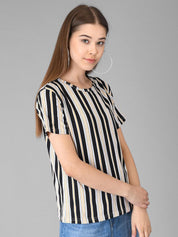Kotty Striped Round Neck T-shirt