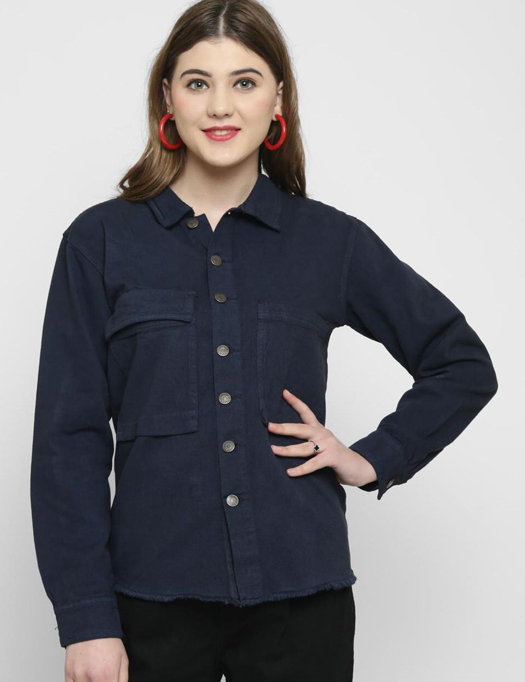 Kotty Women Blue Solid Tailored Jacket